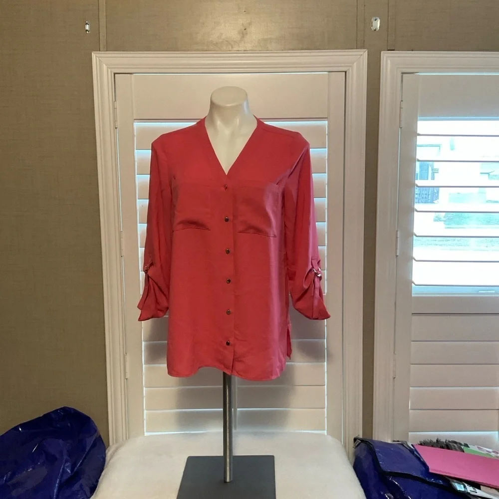 Jones New York Coral Button-Up Blouse